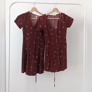 Sky and Sparrow Rust Button Front Dress